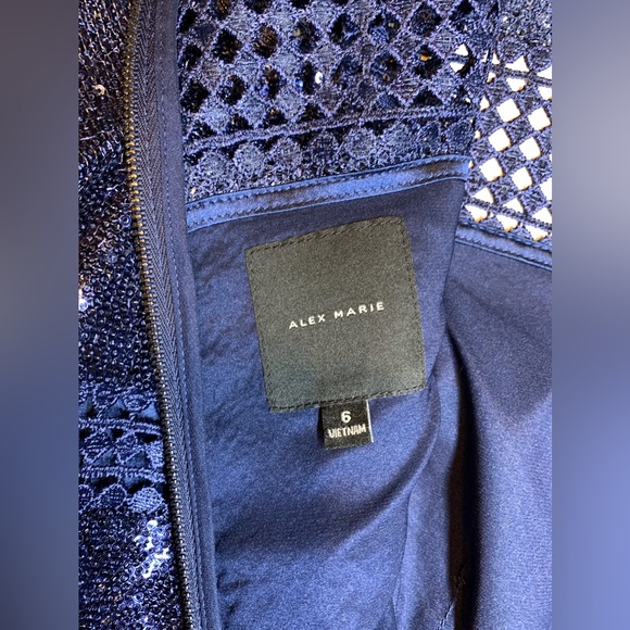 NWOT Alex Marie Navy Sequin Sheath Dress - Picture 17 of 17